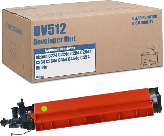 Compatible High Yield Developer Unit Replacement for Konica Minolta DV512, for Bizhub C224 C224e C284 C284e C364 C364e C454 C454e C554 C554e Printer (Yellow)