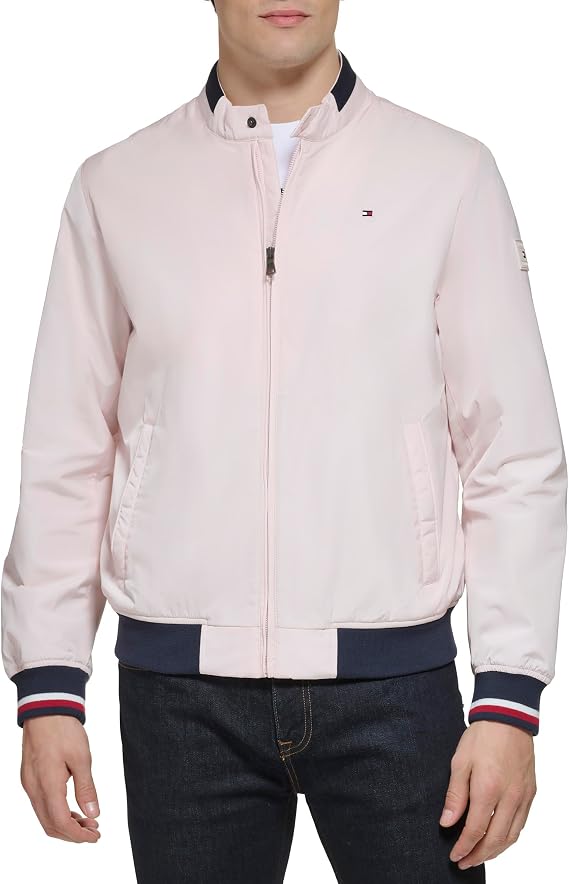 Tommy Hilfiger Men's Lightweight Varsity Rib Knit Bomber Jacket
