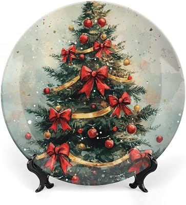 Ceramic Decorative Plate, Decorative Dish with Stand, Bone China Decorative Plates Art Porcelain Plate for Living Room Hallway Table Decor