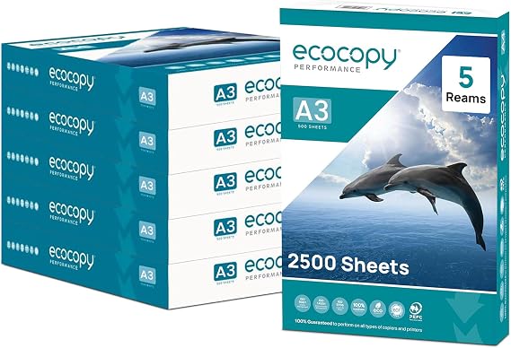 A3 Printer Paper | White Printing Sheet | 2500 Sheets (5 Reams of 500) - Multipurpose A3 Paper for Laser & Inkjet Printers | Jam-Free Copier Sheets for Office, School & Home Use