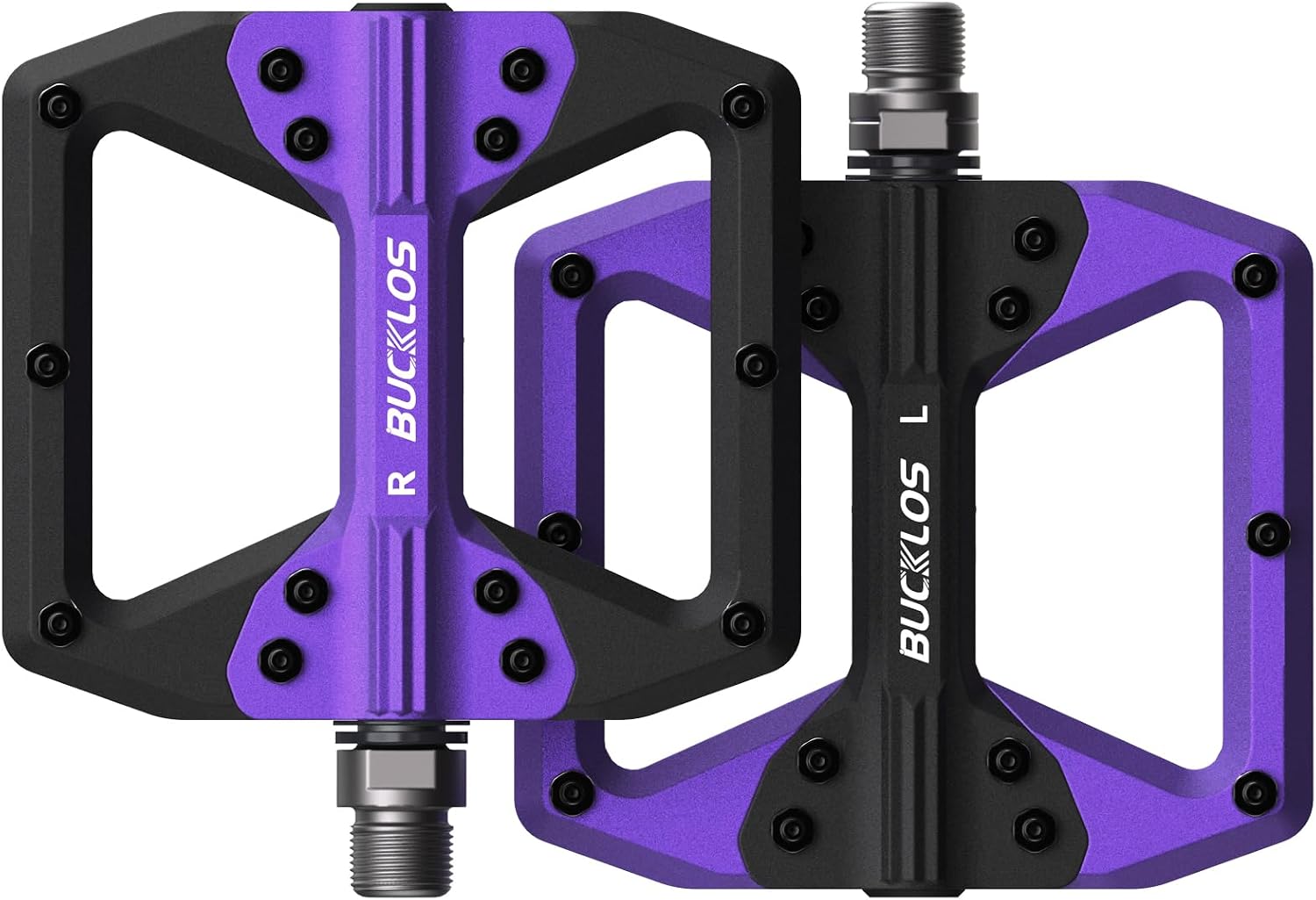 BUCKLOS MTB Flat Pedals Mountain Bike Pedals, 3 Bearings CNC Adult Road Bike Pedals, Bicycle Platform Aluminum Alloy Non-Slip Pedal for Gravel BikeBMX 916Black