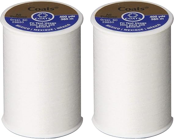 Coats & Clark All Purpose Thread 400 Yards White. Pack of 2