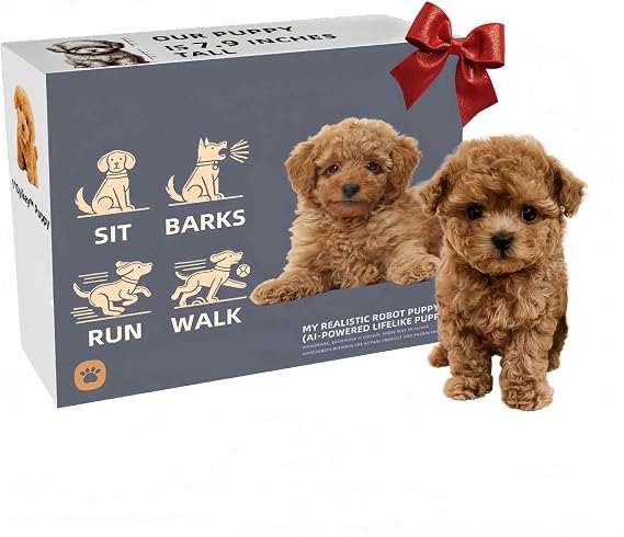 Upgrade AI Robotic Dog for Adults, 2025 New Realistic Robot Puppy that Acts Like a Real Puppy - Walking, Barking, Tail Wagging, Sitting & Running, Electronic Pet Gift for Kids Adults with Gift Box