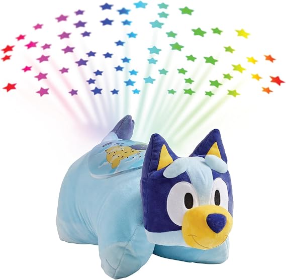 Pillow Pets BBC Studios Bluey, 11" Sleeptime Lite | Snuggle Buddy and Night Light in One, Projects Rainbow Stars, 3 Color Modes, 20-Minute Auto-Off Timer