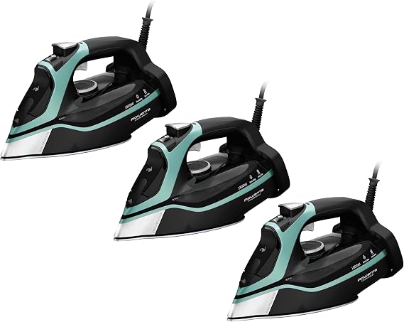 Rowenta Steam Force Stainless Steel Soleplate Steam Iron for Clothes,400 Microsteam Holes,1800 Watts,Ironing,Fabric Steamer,Garment Steamer,Digital Display,Precision Tip,DW9440,(Pack of 3)