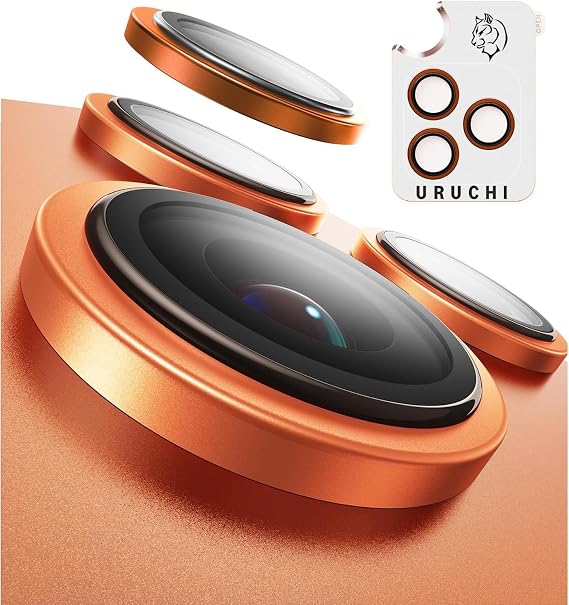 URUCHI Premium Safir Kamera Lens Koruyucu iPhone 17 Pro / 17 Pro Max, Havacılık Sınıfı Alüminyum Çerçeve, Ultra HD Netlik, Çizilmeye Karşı Üstün Koruma (Cosmic Orange, iPhone 17 Pro / 17 Pro Max)