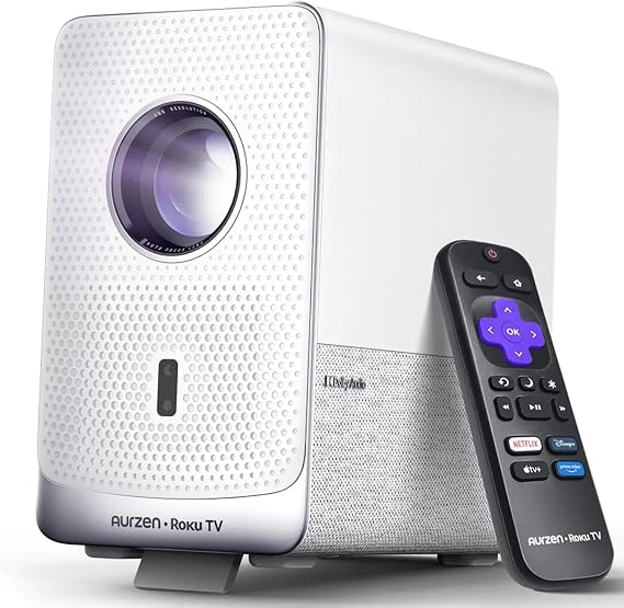 Aurzen Roku TV D1R Cube Smart Outdoor Projector with WiFi and Bluetooth