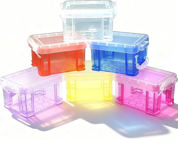 Small Storage Mini Boxes with Lids, Clear Mini Plastic Storage Box, Stackable Mini Organizer with Lids for Jewelry, Crafts, and Office Supplies (6 Pack)