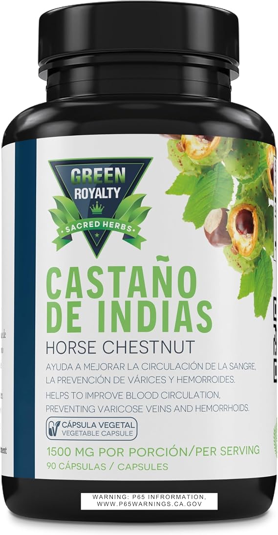 Horse Chestnut Capsules Castano de Indias 1500 mg per Serving | Supports Circulation & Vein Health | Promotes Leg Comfort & Wellness | Vegan, Non-GMO, Made in USA 90 Vegetable Capsules