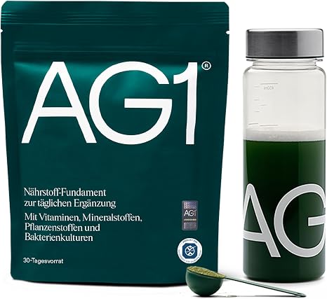 AG1 Green Powder Dietary Supplement with More Than 70 Ingredients Your daily nutrient supply: vitamins minerals intestinal bacteria gluten free vegan & keto from AG1 Athletic Greens