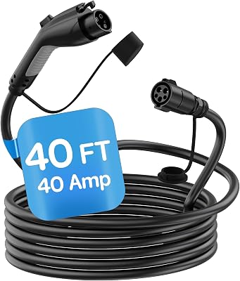 EV Charger Extension Cable, 40ft 40Amp J1772 Extension Cable Compatible with 110V-240V SAE J1772 EV Chargers, Suitable for J1772 EVsPHEVs, Level 1 Level 2 IP66 Car Charger Extension Cord with Bag