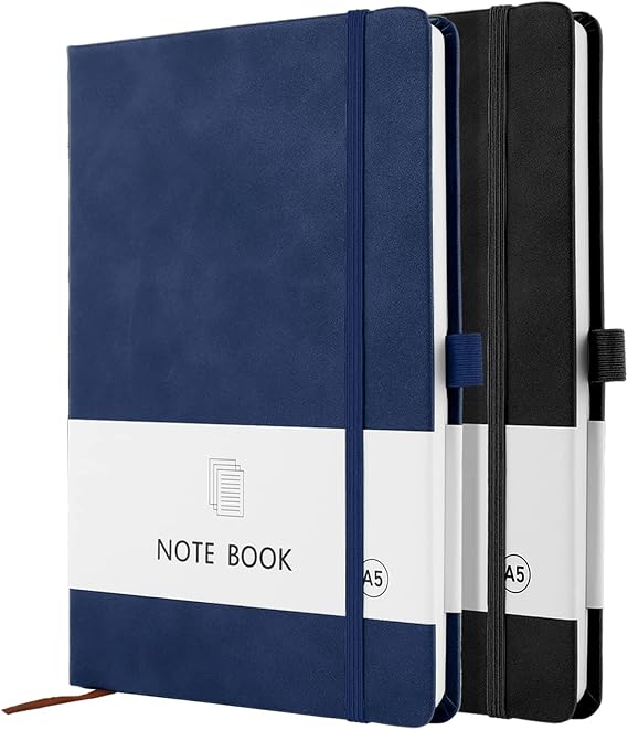 A5 Notebook, 2 Pack Lined Notepad, Hardback Journal, 392 Pages
