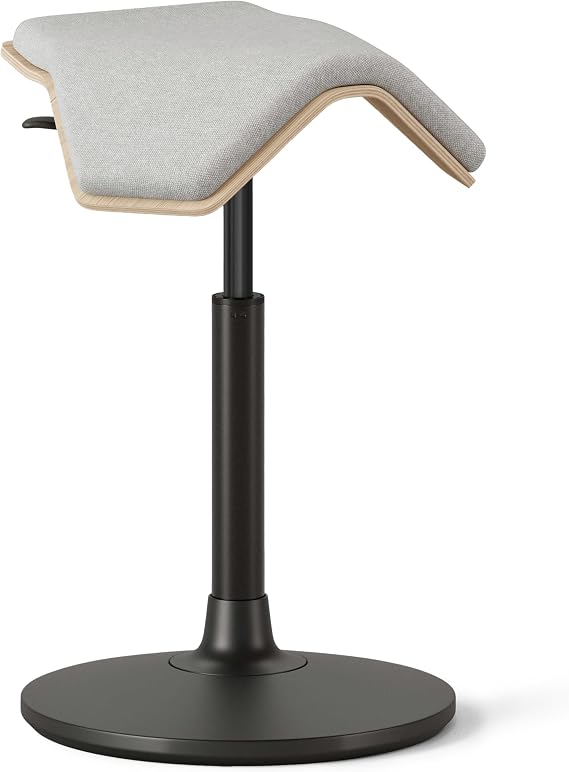 Branch Saddle Stool, Height-Adjustable Active Seat with Ergonomic Design | Wobble Stool Supports Movement in All Directions, Home and Office Stool, Recycled Polyester Fabric, ILOA Plus Dove