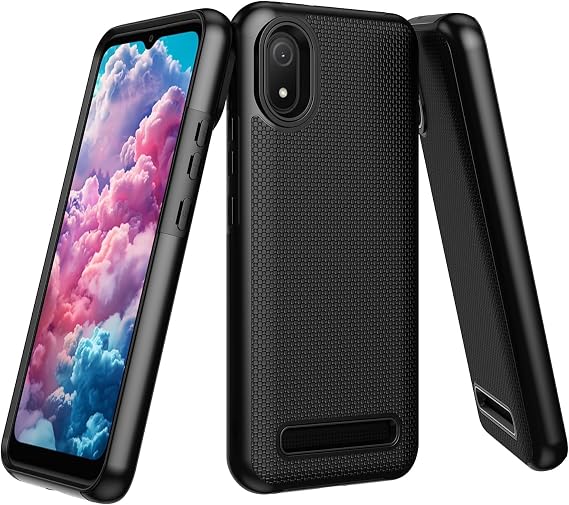 PT Tempered Glass + Texturized Hybrid Cover Phone Case for Cloud Mobile Stratus C8 (Black)