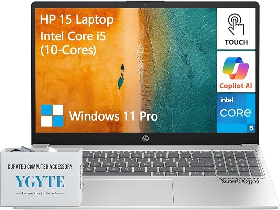 HP 15.6 Laptop Touchscreen Computer, Intel 10-Core i5, Touch Screen Laptop 15 Inch, 16GB RAM 1TB Storage, Windows 11 Pro, 10-Key Number Pad