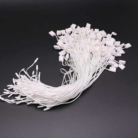 LGEGE 300Pcs 7-inch White Hang Tag Nylon String Snap Lock Pin Loop Fasteners Hook Ties