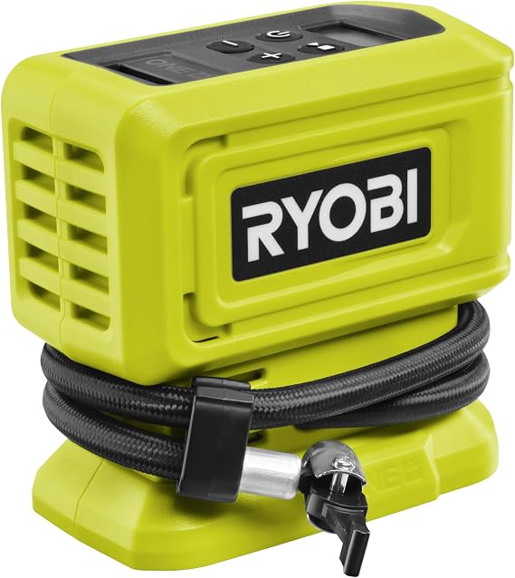 Ryobi - 18 V One+ 11 Bar Wireless Compressor - Tyre and Ball Inflation -  with 3 Tips (without Battery) - RPI18