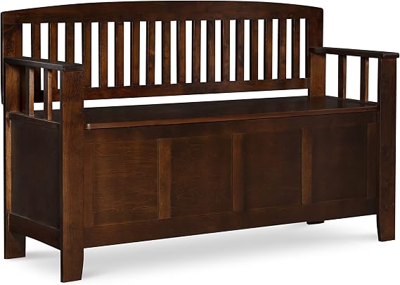 Linon Carlsbad Walnut Storage Bench with Lift Top
