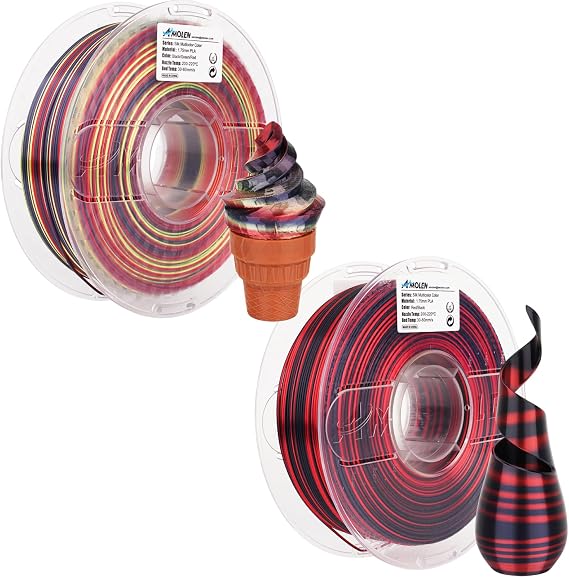 AMOLEN S-Series Silk PLA Bundle Black Red Green & Black Red 1kg