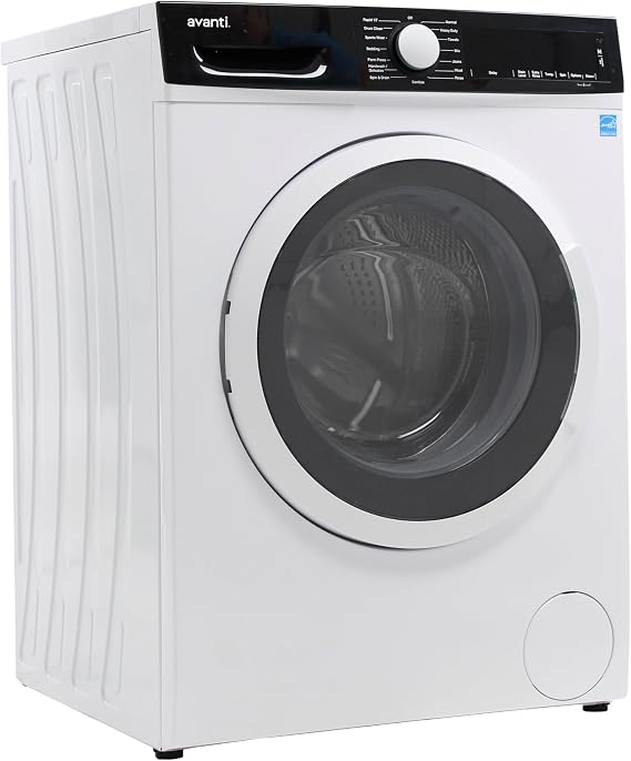 Avanti 2.2 Cu. Ft. Front Load Washing Machine Compact Freestanding or Stackable Washer with 15 Wash Cycles, LED Display, Steam Wash, and Stainless Steel Tub, 2.2 cu.ft., White