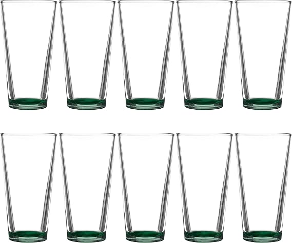 10 Libbey Mixing Glasses Set, 20 oz. - Clear, Pub, Thick base - Green