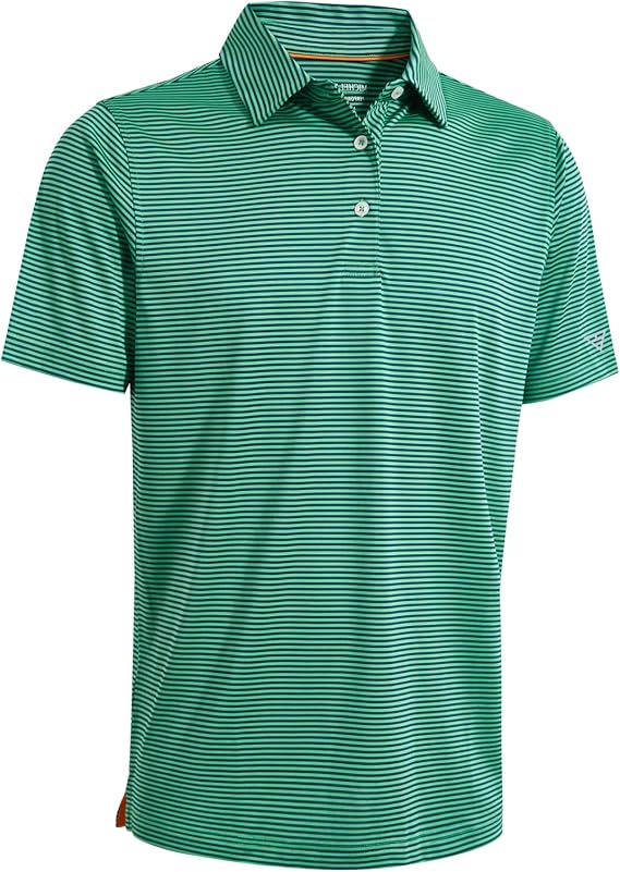 Men's Golf Polo Shirts Short Sleeve Striped Performance Moisture Wicking Dry Fit Golf Shirts for Men