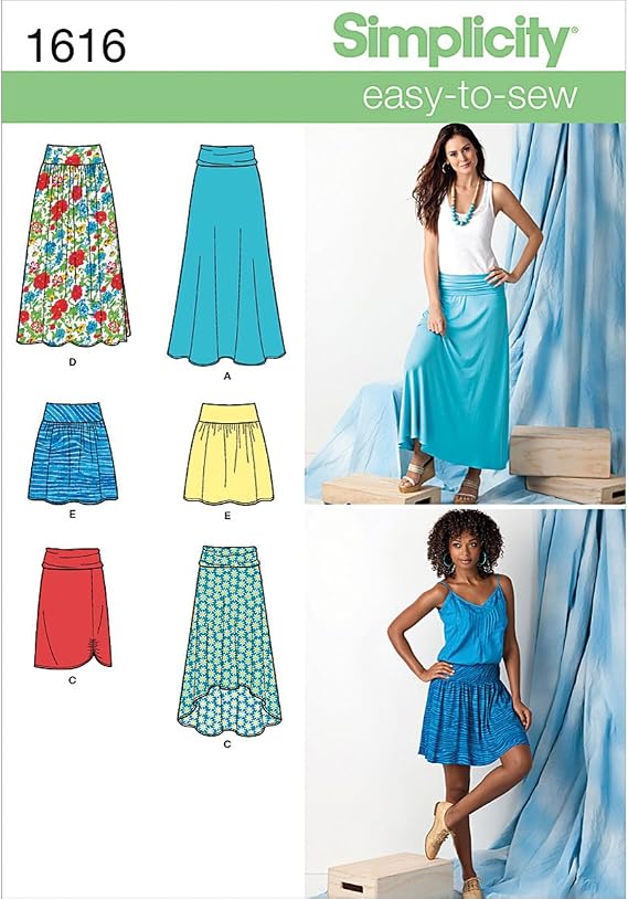 Simplicity 1616 Easy-to-Sew Women's Woven or Knit Skirt Sewing Pattern, Sizes 14-22
