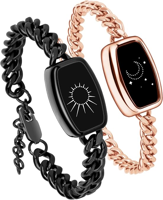 Long Distance Touch Bracelets for Couples, Vibration & Light up | Long Distance Couples Bracelets Relationship Gifts for Girlfriend Bluetooth Pairing Jewelry Xmas Gifts