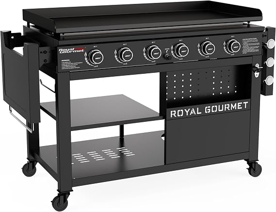 Royal Gourmet GB6000 6 Burner Propane Gas Griddle with Folding Side Tables