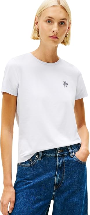 Tommy Hilfiger Women's Th Script Reg C-nk Ss Tee Ww0ww47809 S/S T-Shirt (Pack of 1)