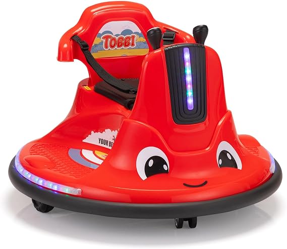 TOBBI 12V Battery Powered Kids Electric Bumper Car Control-Red