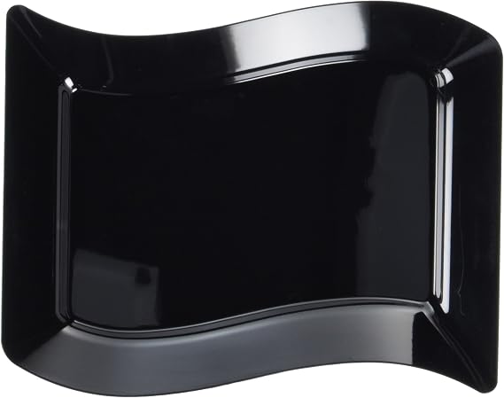 Fineline Settings Wavetrends Black Rectangular-Wave China-Like 5.5" X 7.5" Plate 120 Pieces
