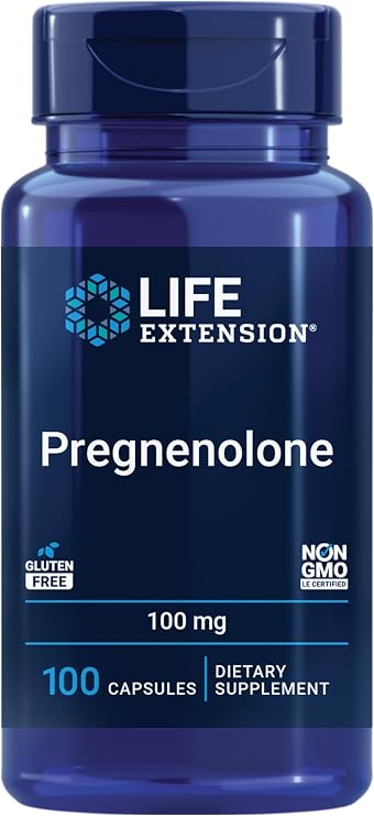 Life Extension Pregnenolone - Hormone Balance Supplement for Healthy Hormone Levels, 100 mg - Hormone Balance, Memory, Focus, Cognitive Health - Gluten-Free, Non-GMO, 100 Capsules