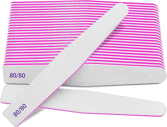 80/80 Grit, 12pcs nail file for Poly Nail Extension Gel Emery Boards, for Acrylic Nails Coarse for False Nails Manicure Pedicure Tools for Home Salon