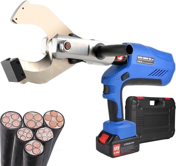 Cordless Hydraulic Cable Cutter Wire Cutter, 250KN Electric Ratchet Cable Cutter with LED Display/2 Battery, 85MM-120MM Wire Cutting Tool for Al and Armored Cu/Al Cable,105MM