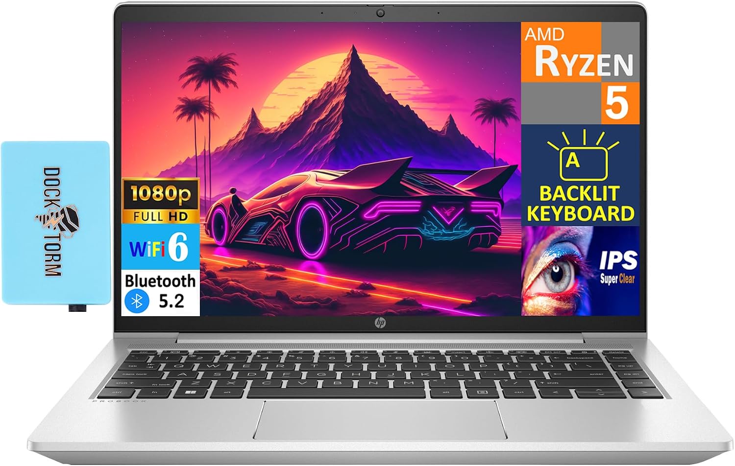 HP ProBook 445 G9 14 Business Laptop FHD AMD Ryzen 5 5625U 6-Core Up to 4.3 GHZ, 16GB RAM, 512GB PCIe SSD, AMD Radeon Graphics, Backlit Keyboard, WiFi 6, Bluetooth 5.2, Win 11 Pro, BWDKZ hub