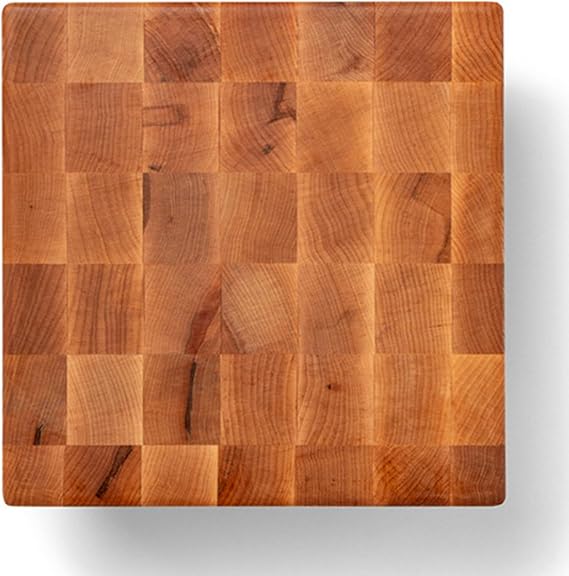 John Boos MC Series Square Wooden Maple Cutting Board 12x12 3 Thick, 13-lb Non-Reversible Butcher Block with Raised Feet & End-Grain