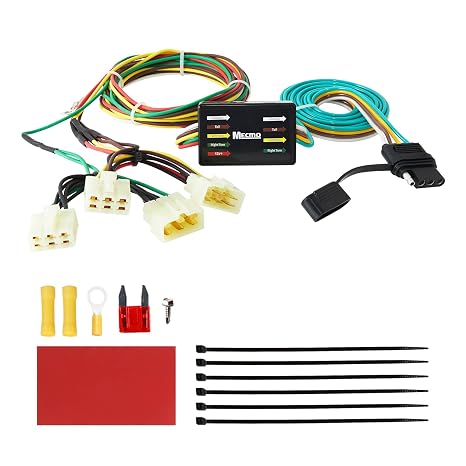 MECMO 4 Pin Trailer Wiring Harness for 1989-1995 Toyota Pickup & 1995-2004 Toyota Tacoma, 55379 Vehicle-Side 4 Prong Towing Hitch Wire for Trailer Light Hook Up, Plug & Play 4 Way Flat T-Connector