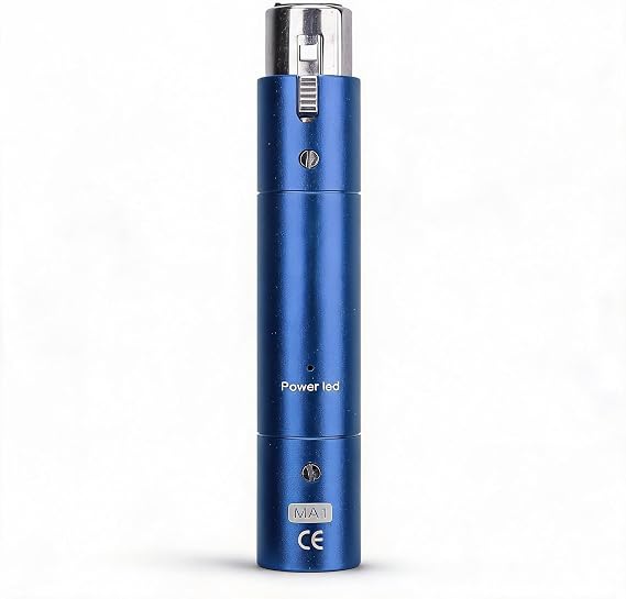 Inline Microphone Preamp, Lossless Amplification Dynamic Active Inline Mic Booster Preamplifier with 28dB Gain, for Dynamic and Passive Ribbon Microphones (Blue)