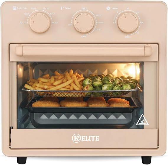 Kitchen Elite 機械式エアフライヤーオーブン ビューイングウィンドウ付き、オレンジ、16クォート