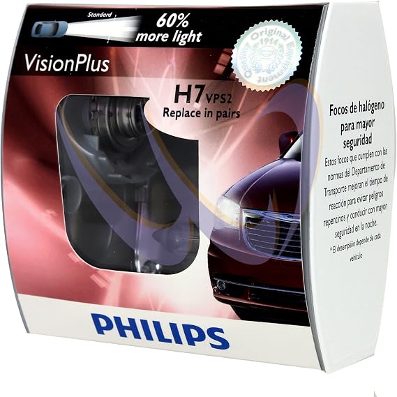 Philips H7 VisionPlus Replacement Bulb, (Pack of 2)