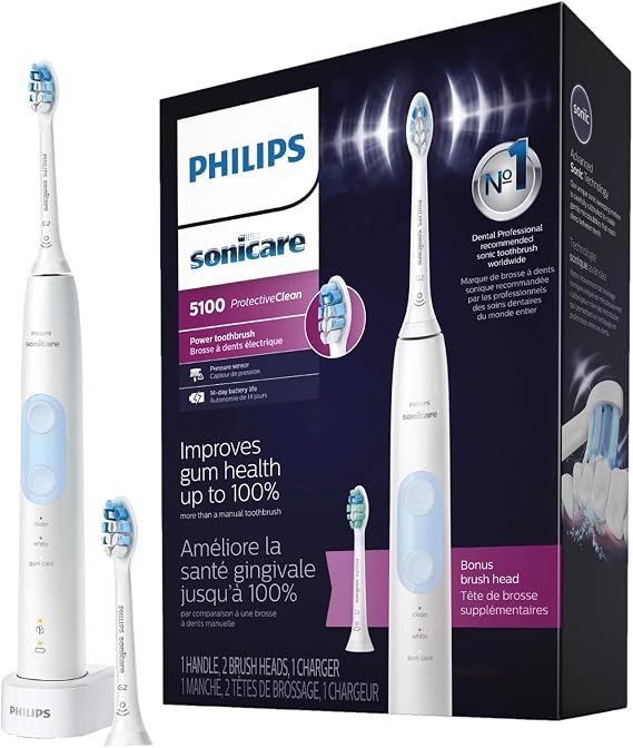 Philips Sonicare ProtectiveClean Electric Toothbrush with Plaque Control Brush Head, Rechargeable Sonicare Toothbrush with Pressure Sensor, Phillips Sonic Toothbrush, Gum Health Brush Head
