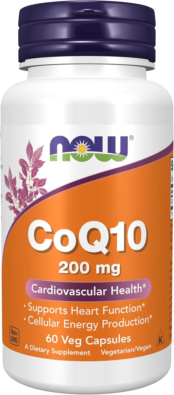 NOW Supplements, CoQ10 200 mg, Pharmaceutical Grade, 60 Veg Caps