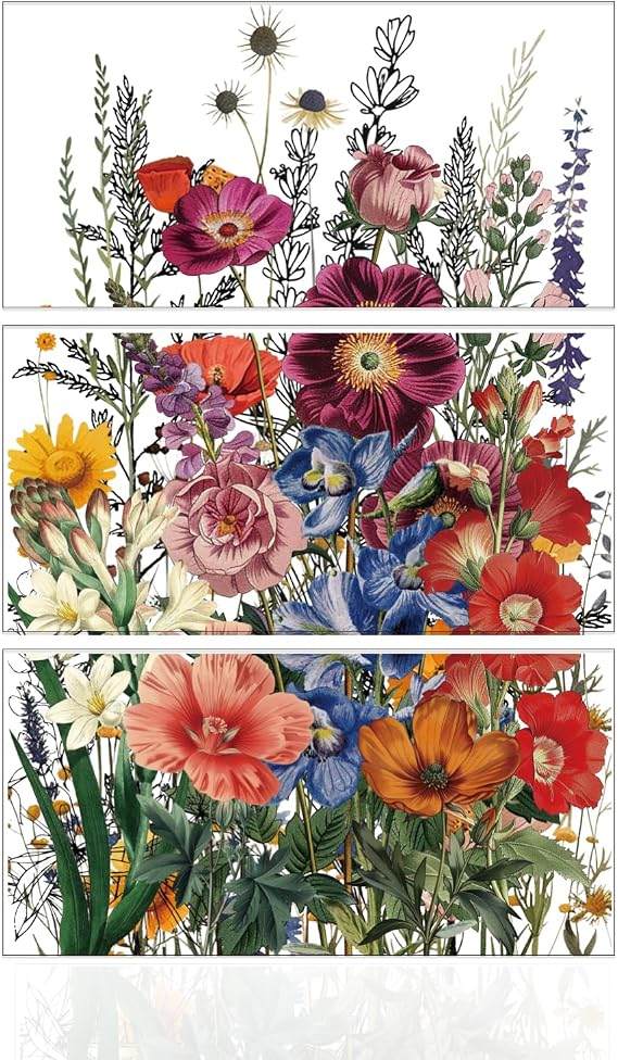 GLOBLELAND 3 Sheets Garden Flowers Rub on Transfer for Furniture 612 inch