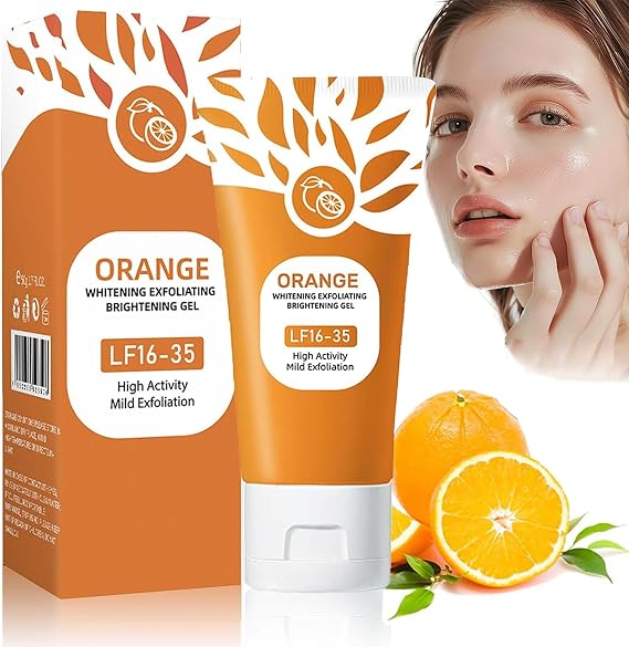 Orange Enzymes Exfoliating Brightening Gel, Ex-foliating Cleansing G-el, Purifying Exfoliating Gel,Organic Face and Body exfoliating Scrub gel,Deep Cleansing Moisturizing Facial Exfoliator (1PC, 50g)