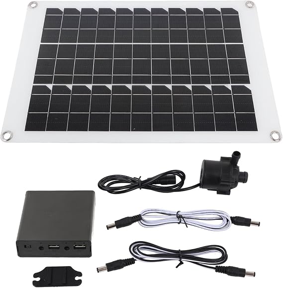 Solar Fountain Pump Kit with 20W Solar Panel and Submersible Water Pump - 12V DC - 600 Liters per Hour Max Flow Rate - 5 Meter Lift - For Pond Garden Hydroponics and Water
