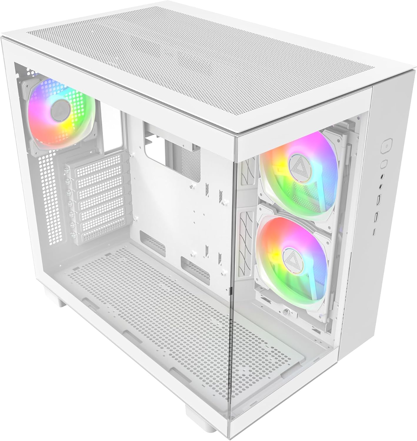 MONTECH King 65 PRO ATX Mid Tower Gaming PC Case, Dual Chamber, High Air Current Mesh Panels Support RTX 40 Series, 3 Pre-Installed ARGB Fans, Tool-Free Access - White