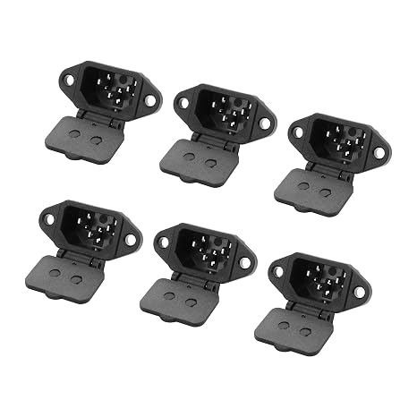 C14 Panel Mount Plug,AC 250V 10A IEC 320 C14 Inlet Module Plug Power Connector Socket with Spring Cover(6-Pack)