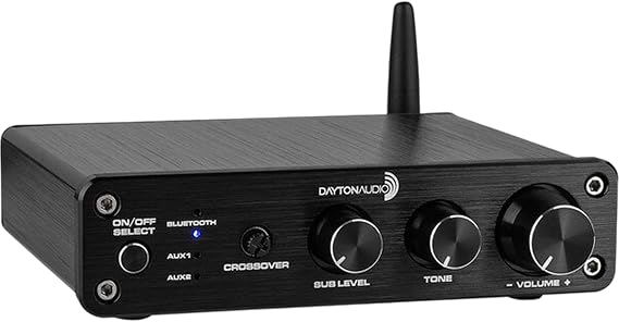 Dayton Audio DTA-2.1BT2 Bluetooth 5.0 Stereo Audio 2.1 Channel Amplifier Receiver Mini Hi-Fi Class D Integrated Amp 2.1 CH for Home Speakers 100W and 100W Sub Output