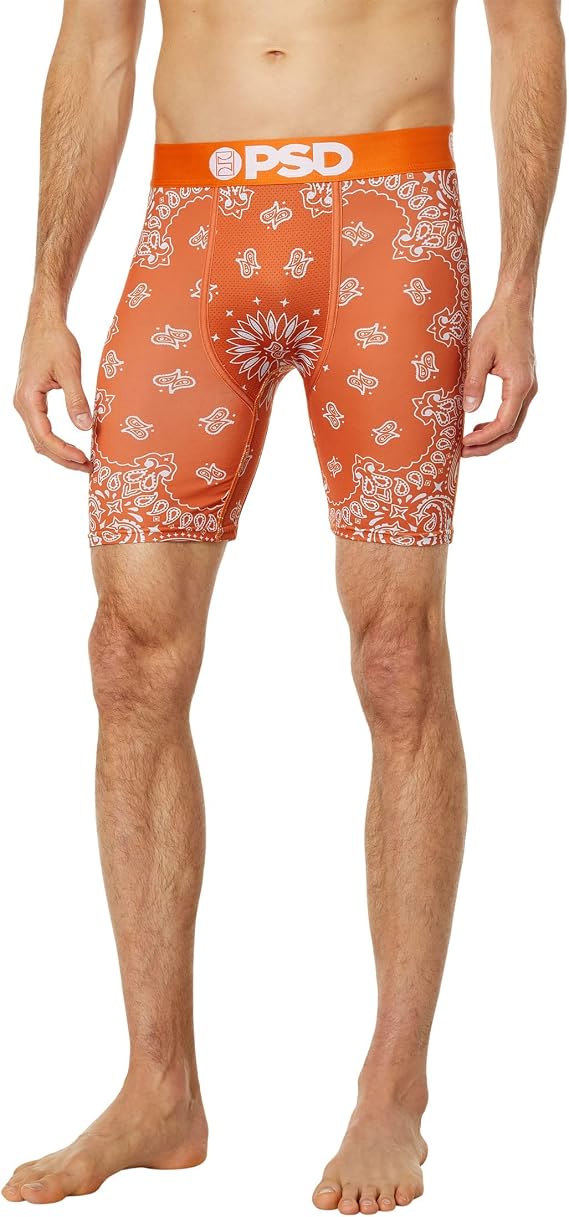 PSD Men's Burnt Orange Bandana Boxer Briefs, Orange, XL